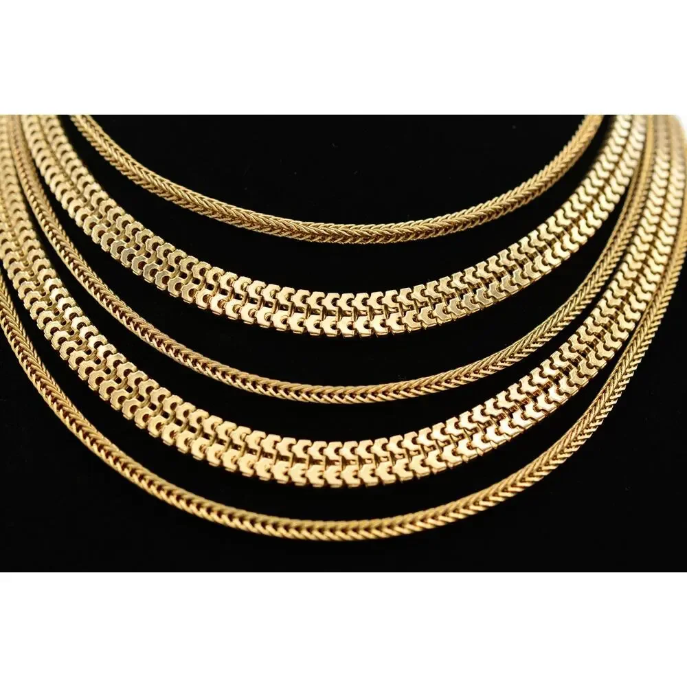 Hobe Vintage Gold 5 Strand Graduated Chain Statement Necklace Collar Signed BinY